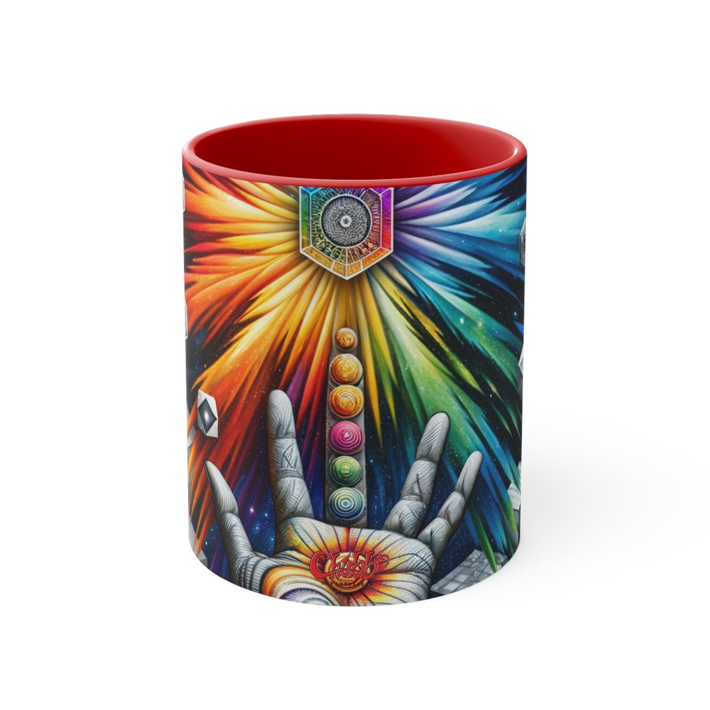 Cosmic Radiance Hand Gesture Accent Coffee Mug