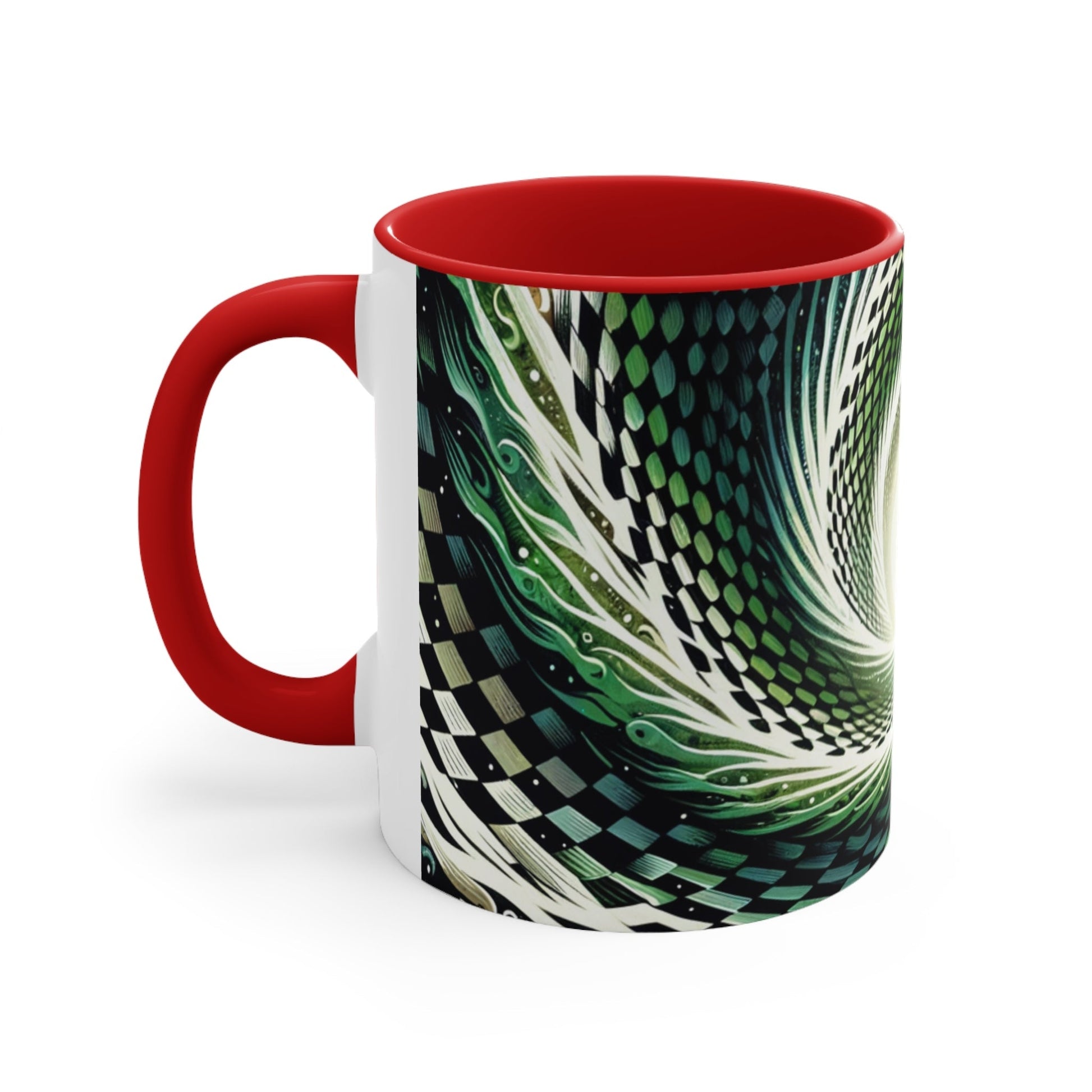 Surreal Vortex Illusion Accent Coffee Mug with Silhouetted Figure Design