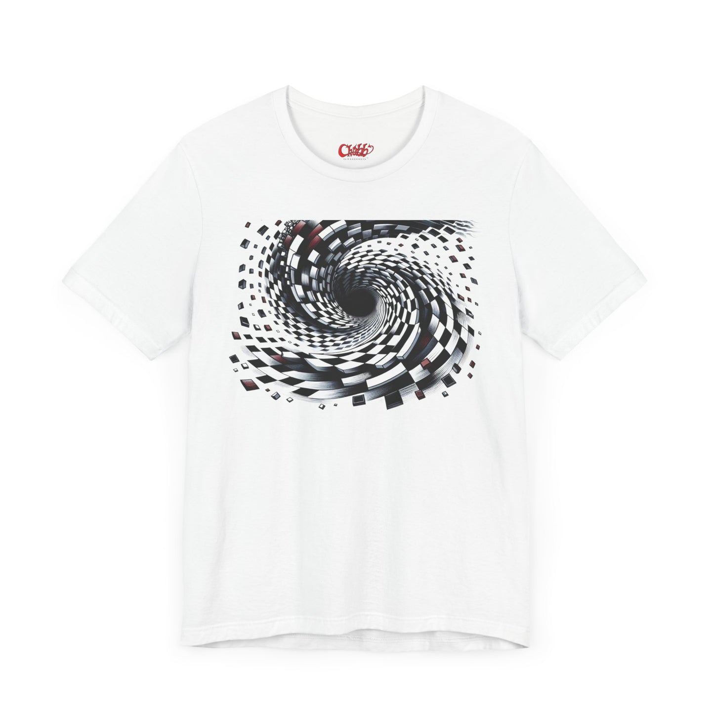 Hypnotic Vortex Checkered Illusion Tee