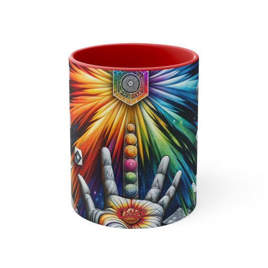 Cosmic Radiance Hand Gesture Accent Coffee Mug