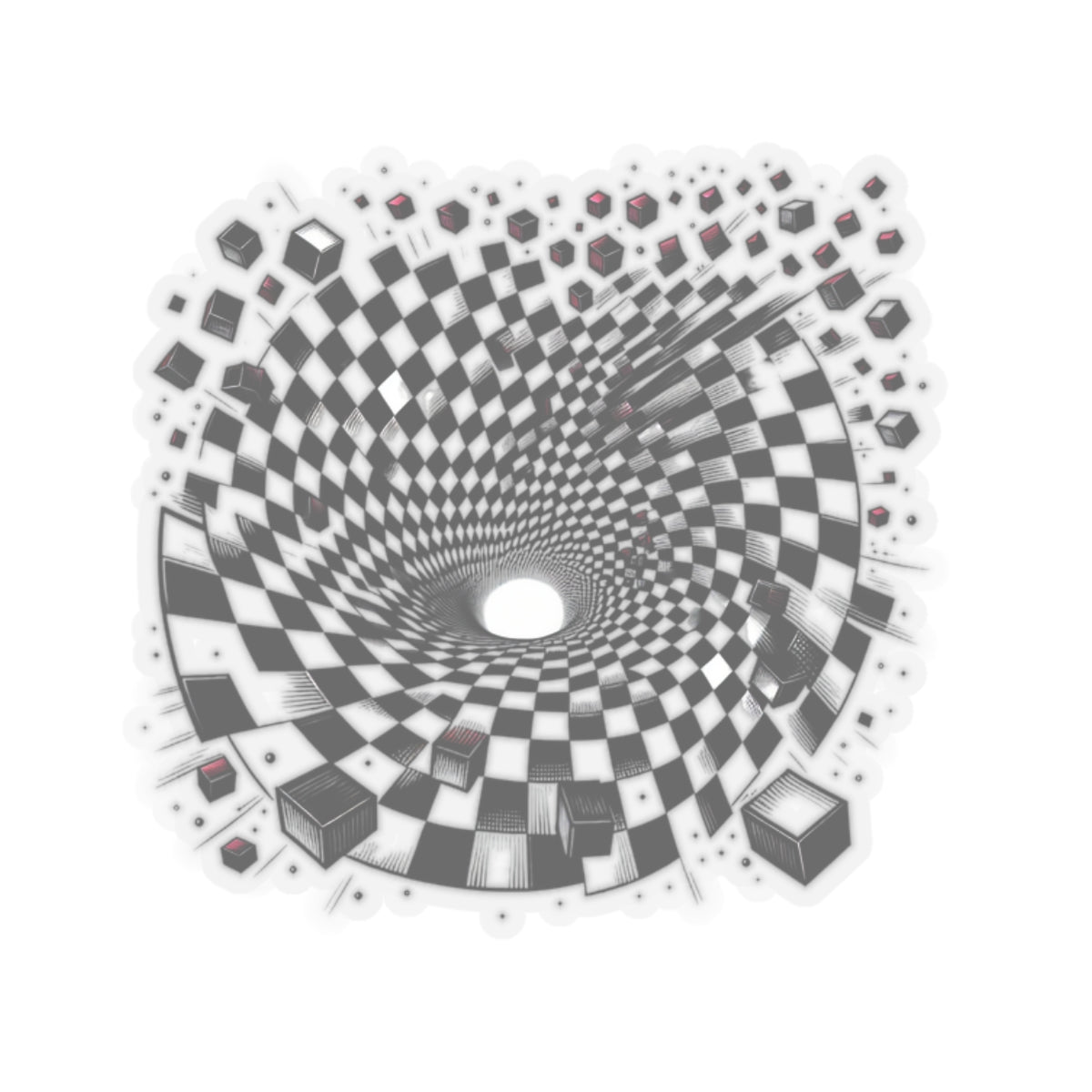 Checkered Vortex Illusion Sticker