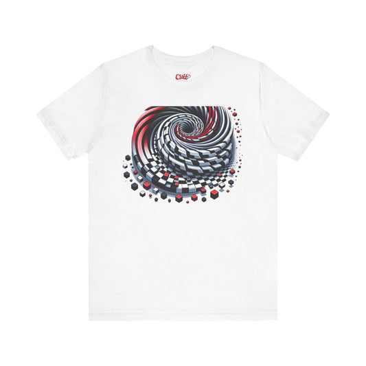 Hypnotic Vortex Checkered Illusion Graphic Tee