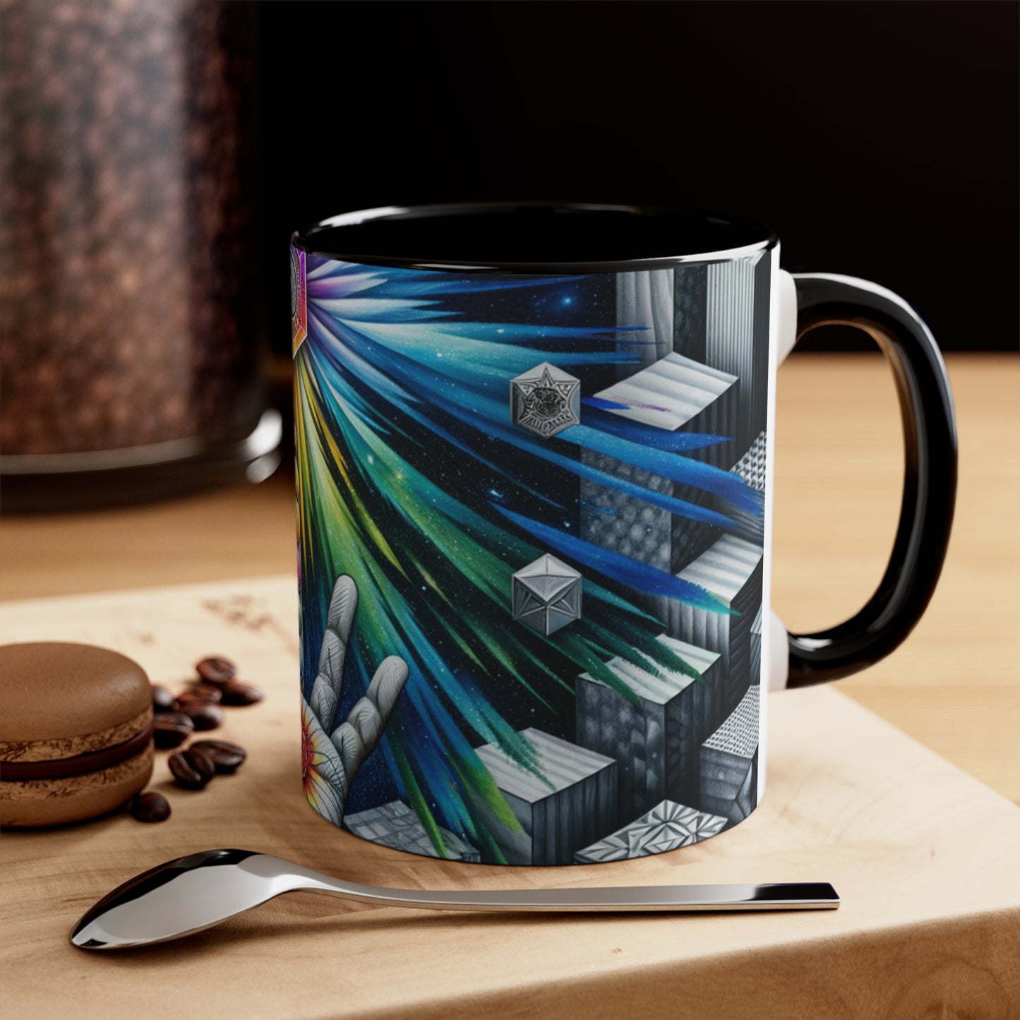 Cosmic Radiance Hand Gesture Accent Coffee Mug