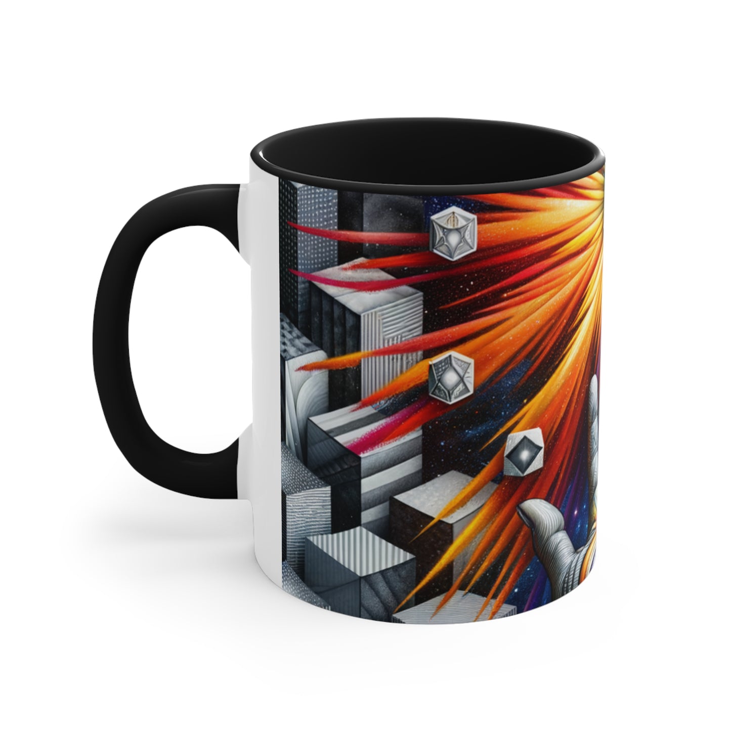 Cosmic Radiance Hand Gesture Accent Coffee Mug