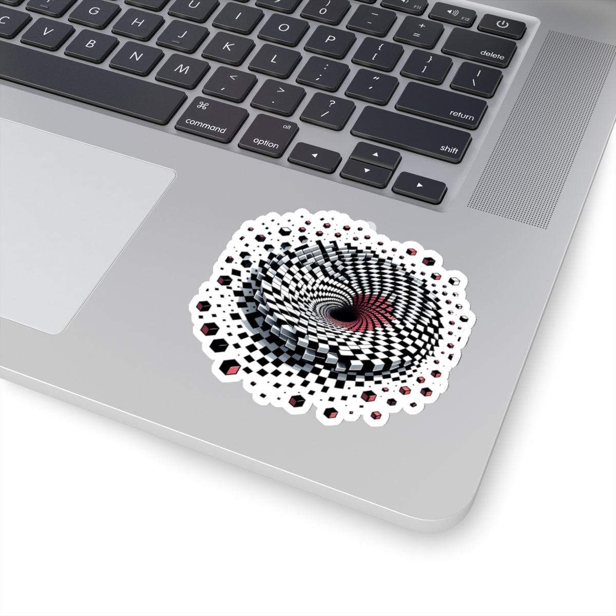 Hypnotic Vortex Checkerboard Sticker