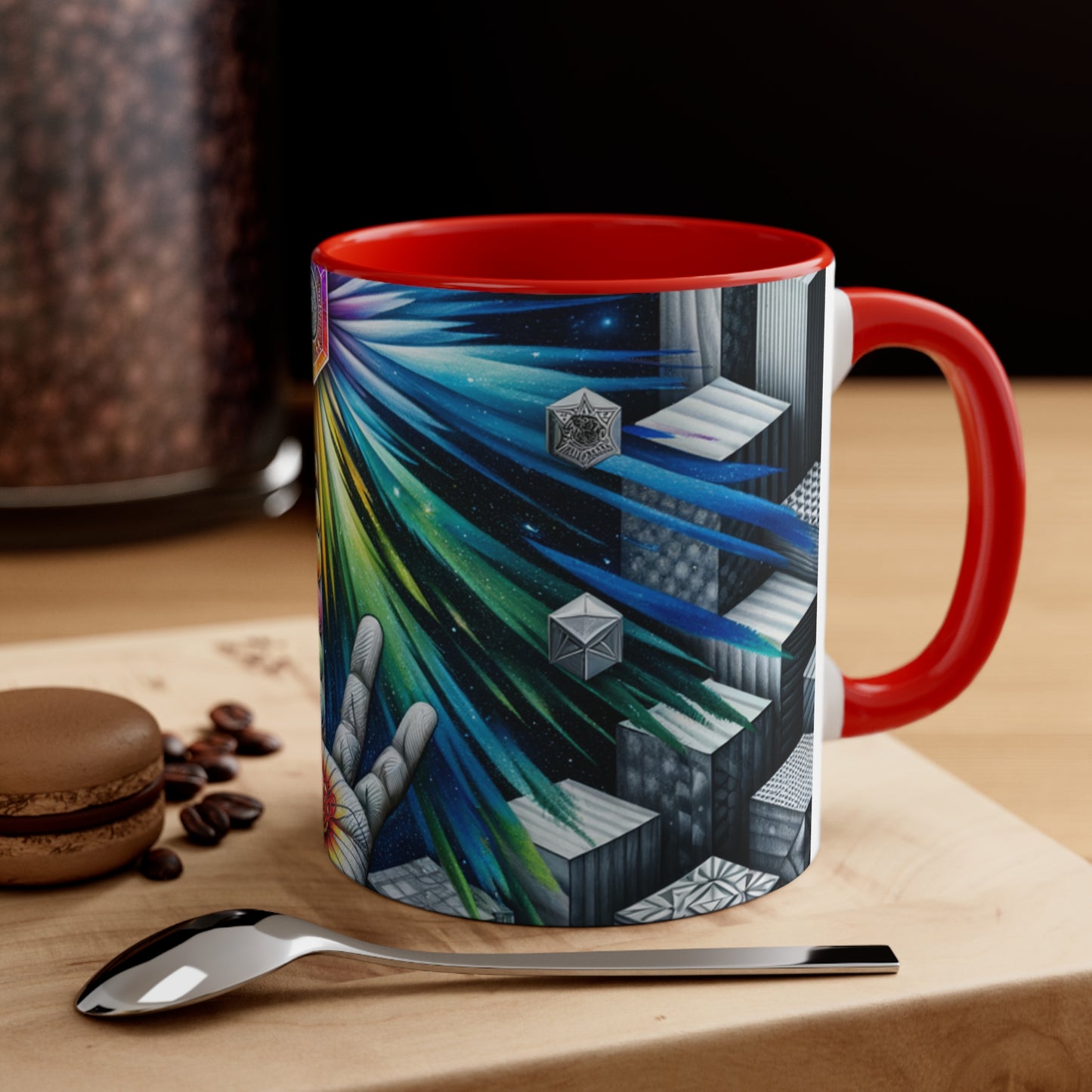 Cosmic Radiance Hand Gesture Accent Coffee Mug