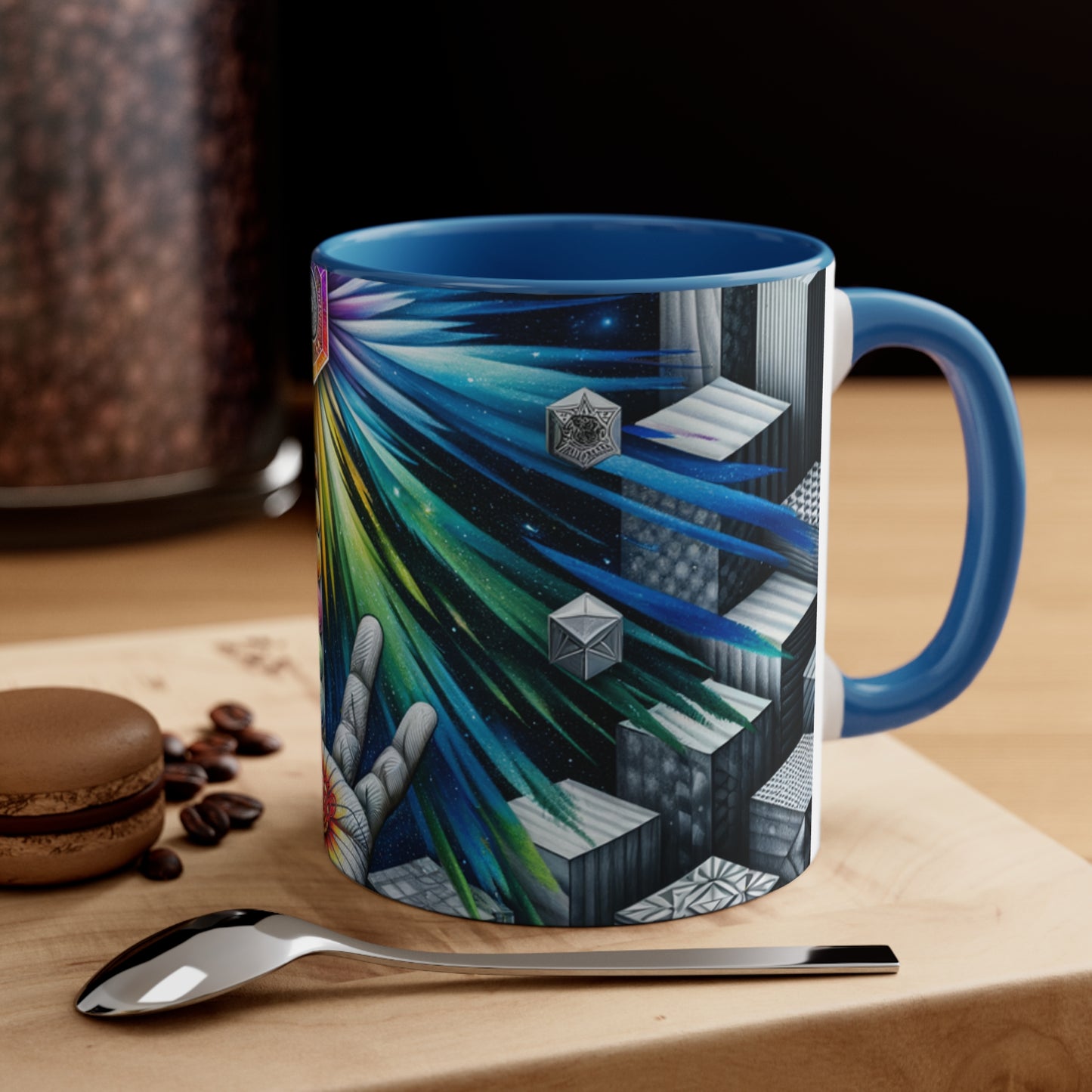 Cosmic Radiance Hand Gesture Accent Coffee Mug