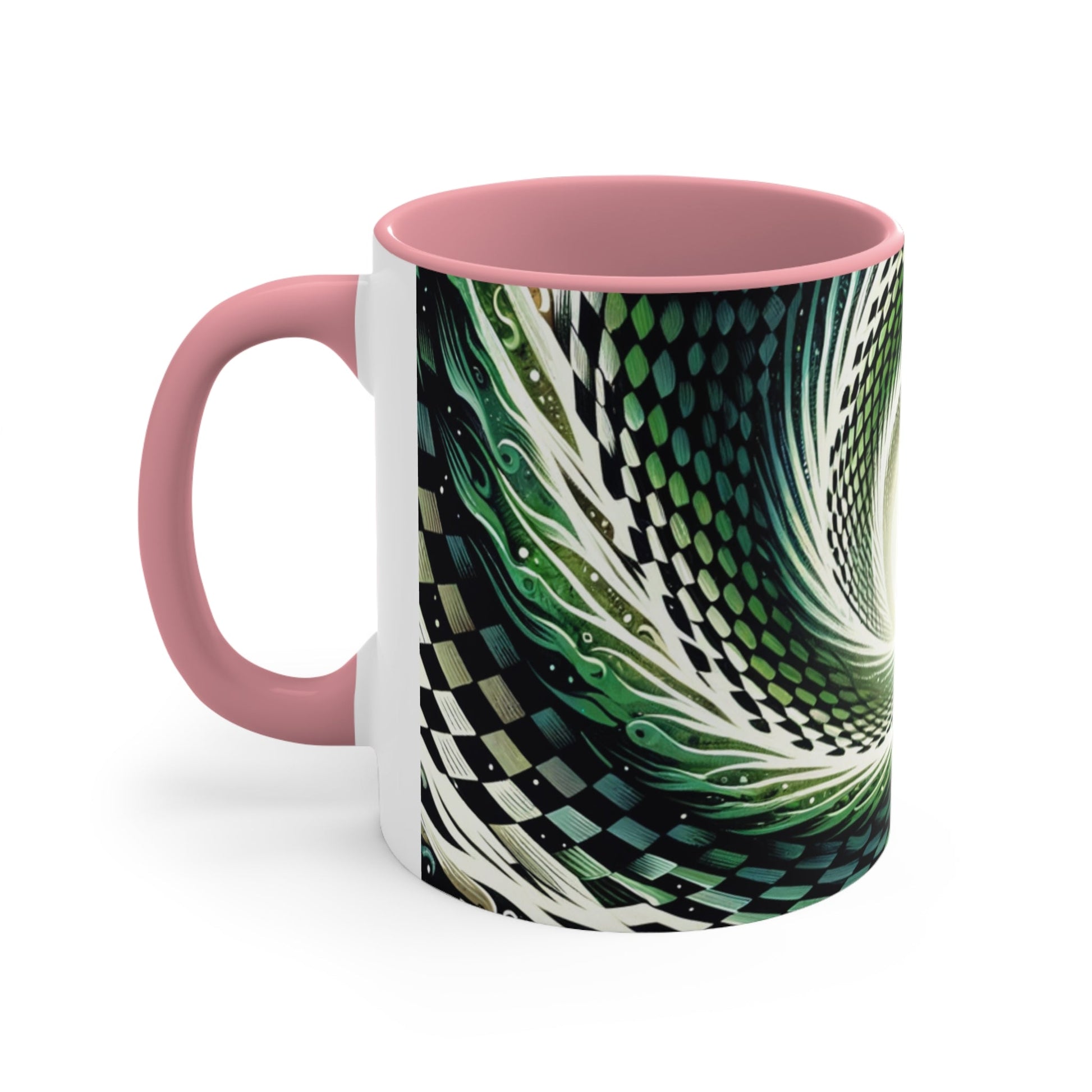 Surreal Vortex Illusion Accent Coffee Mug with Silhouetted Figure Design