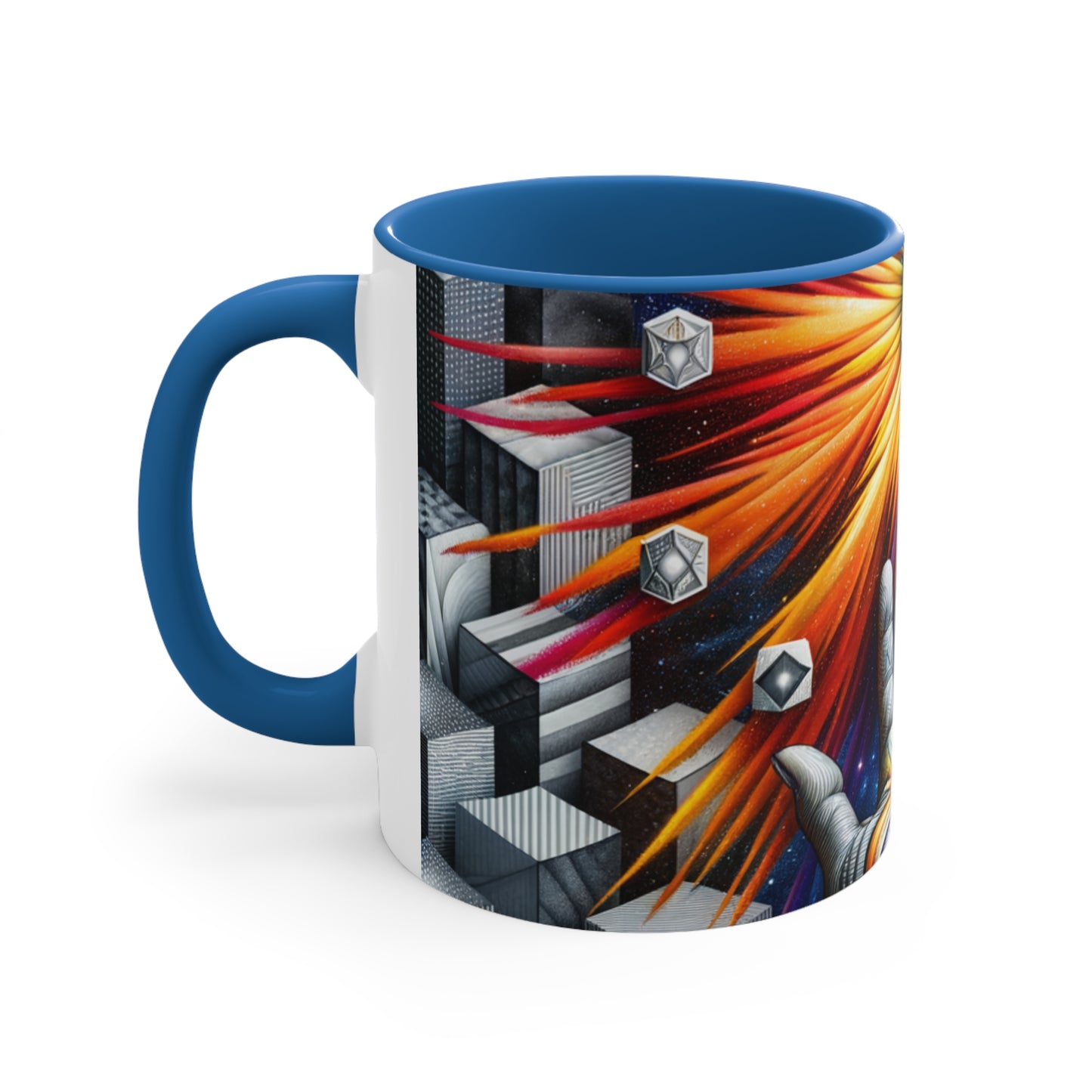 Cosmic Radiance Hand Gesture Accent Coffee Mug