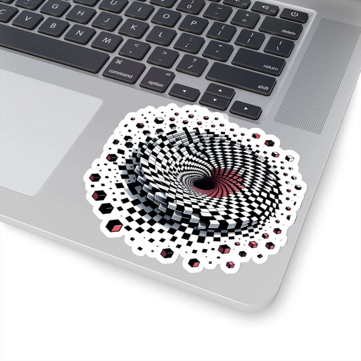 Hypnotic Vortex Checkerboard Sticker