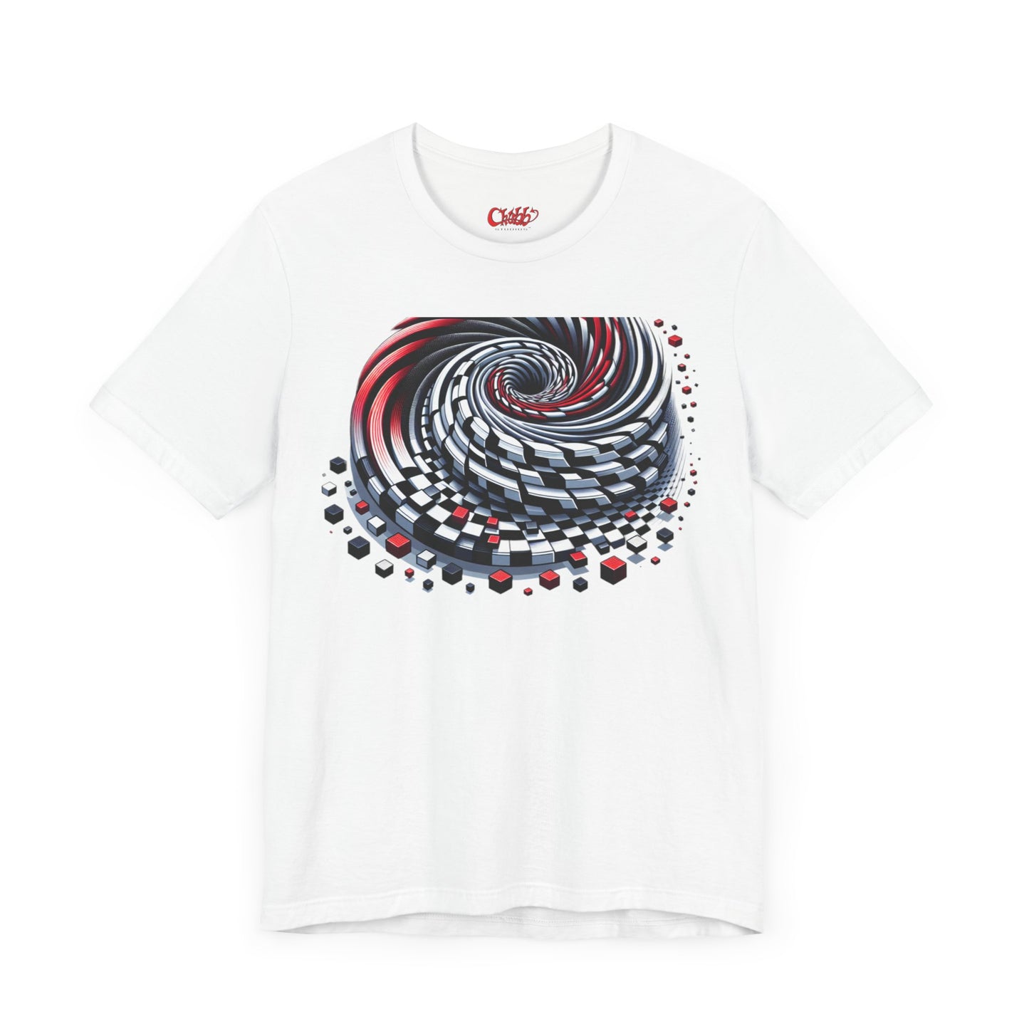 Hypnotic Vortex Checkered Illusion Graphic Tee