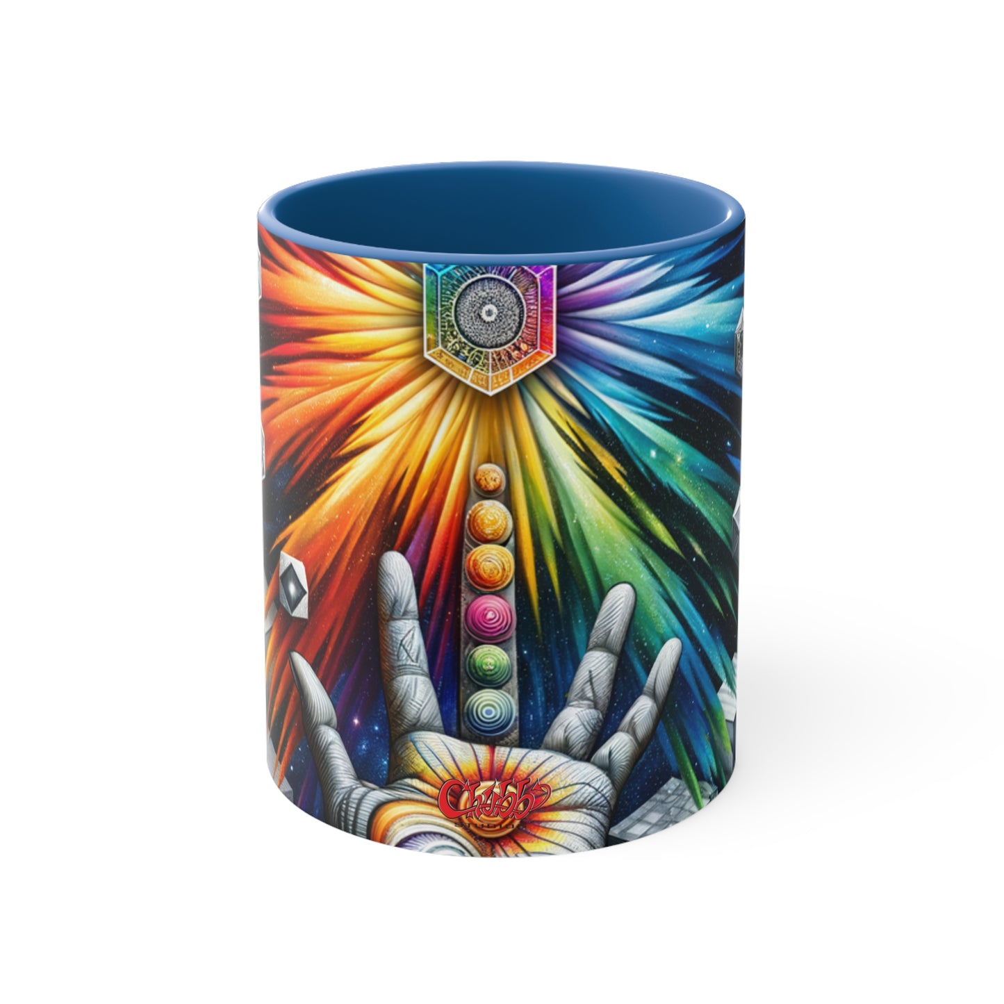 Cosmic Radiance Hand Gesture Accent Coffee Mug