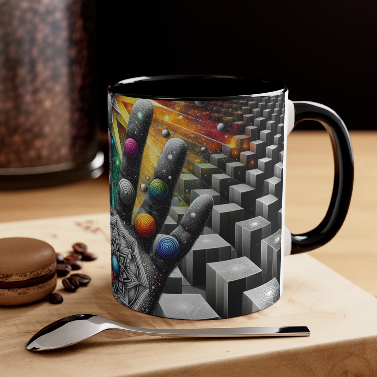 Cosmic Grasp Geometric Universe Accent Coffee Mug