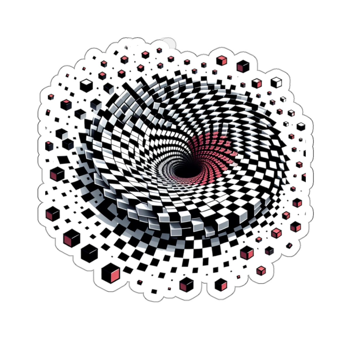 Hypnotic Vortex Checkerboard Sticker