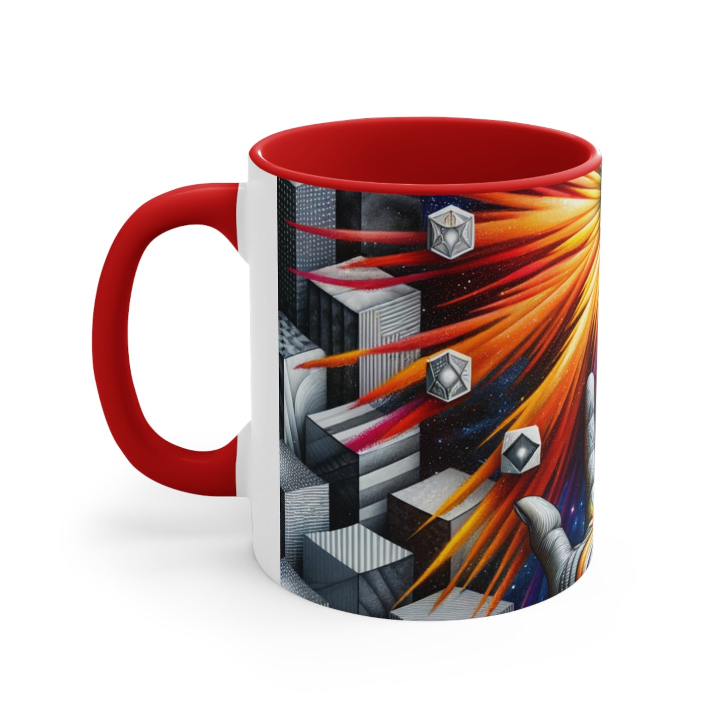 Cosmic Radiance Hand Gesture Accent Coffee Mug