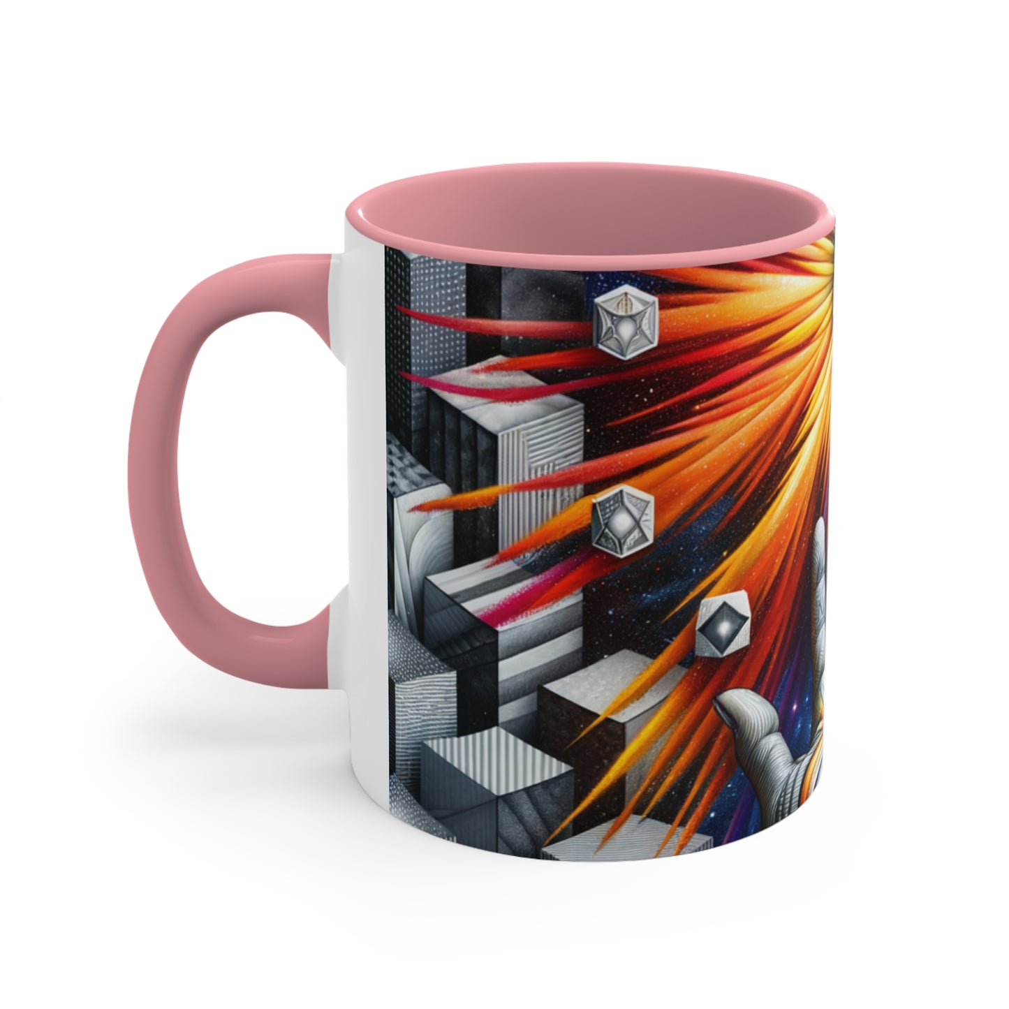 Cosmic Radiance Hand Gesture Accent Coffee Mug