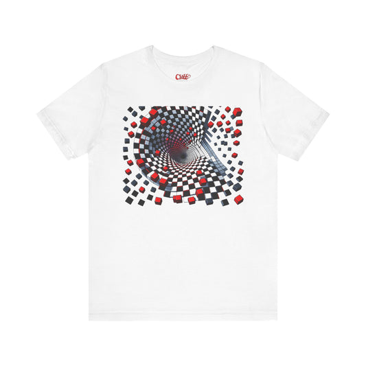 Hypnotic Vortex Checkerboard Illusion Tee