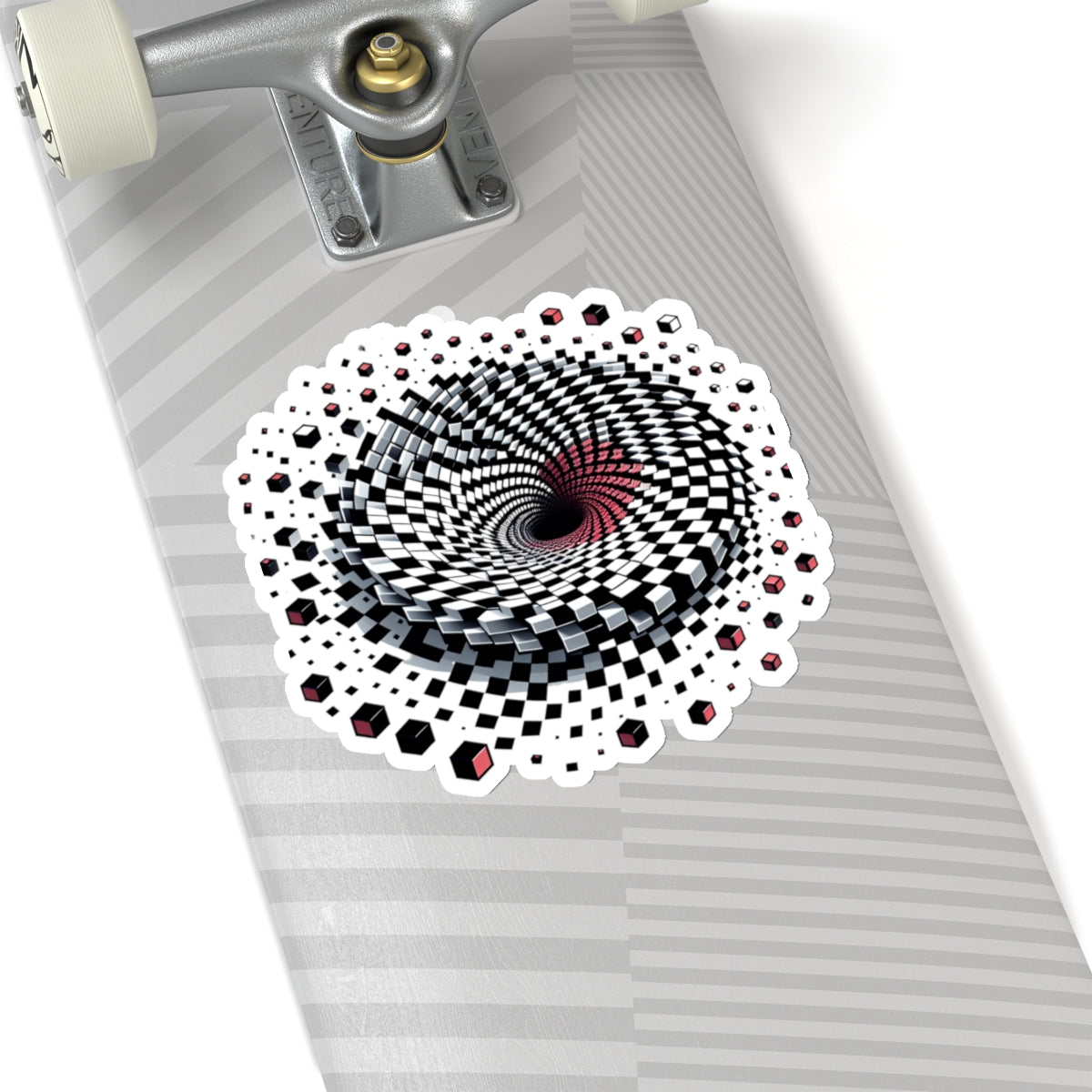 Hypnotic Vortex Checkerboard Sticker