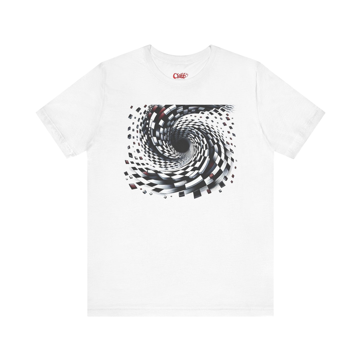 Hypnotic Vortex Checkered Illusion Tee