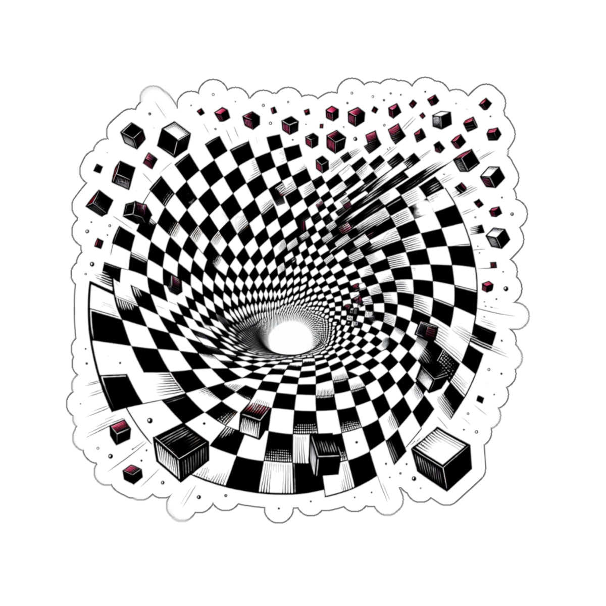 Checkered Vortex Illusion Sticker