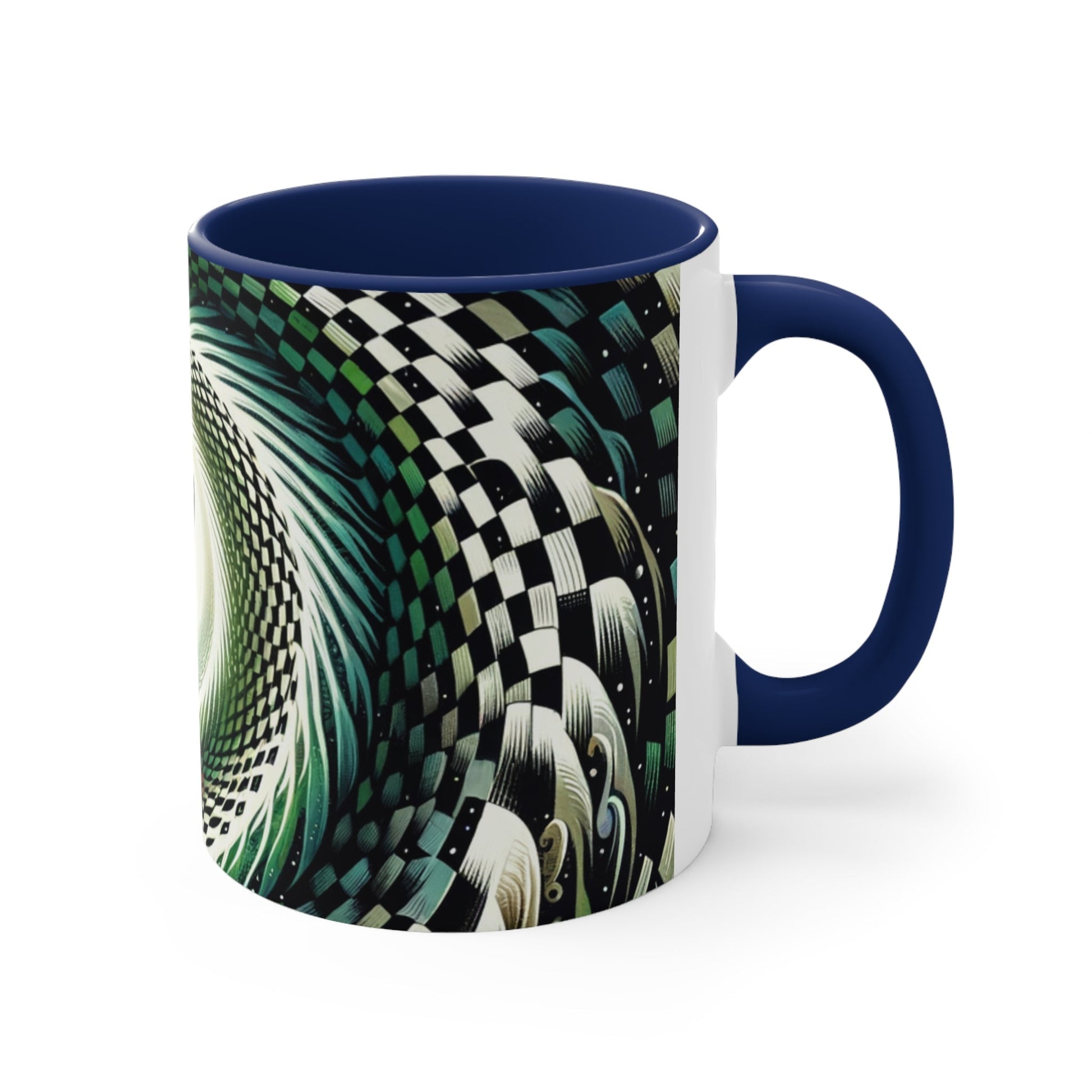 Surreal Vortex Illusion Accent Coffee Mug with Silhouetted Figure Design