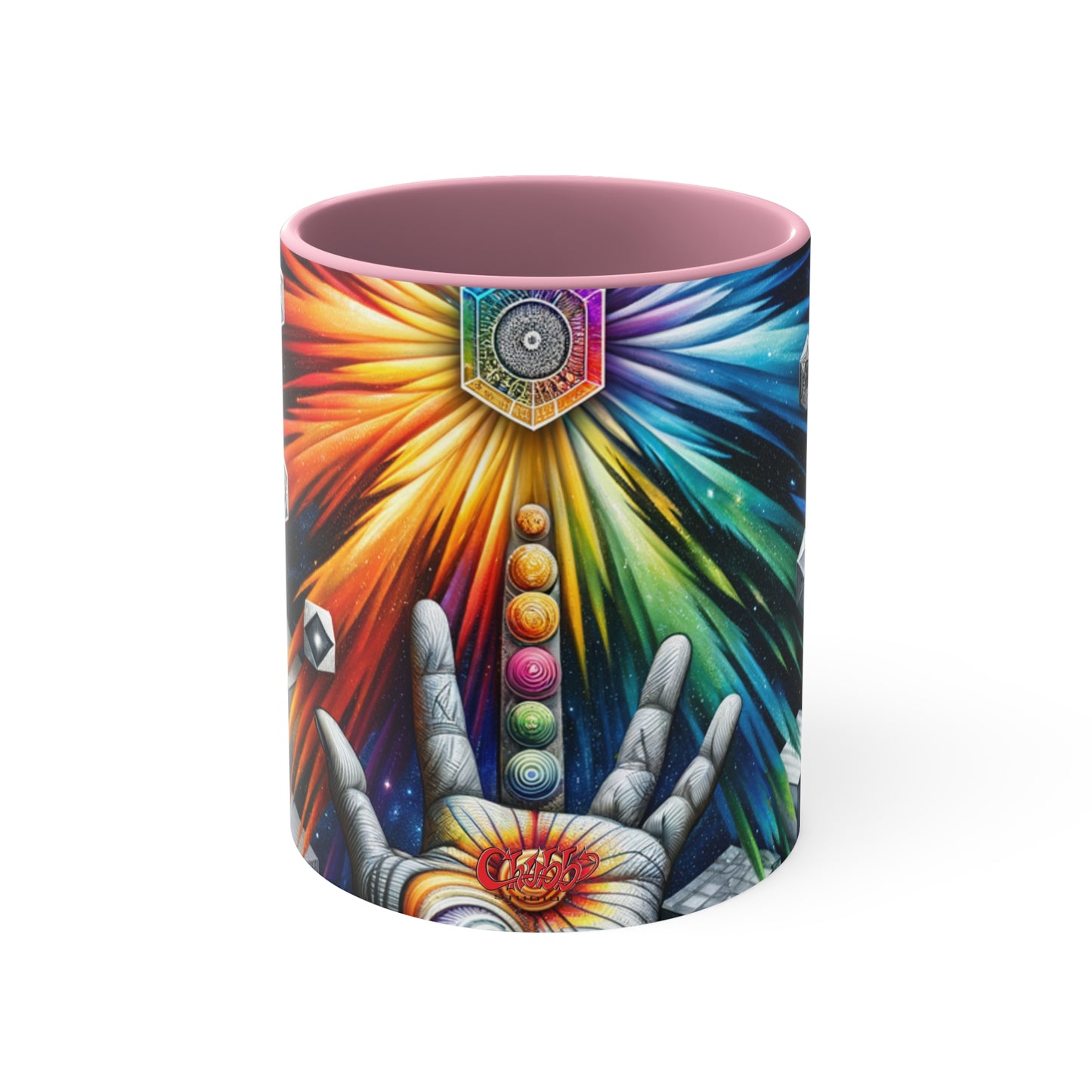 Cosmic Radiance Hand Gesture Accent Coffee Mug